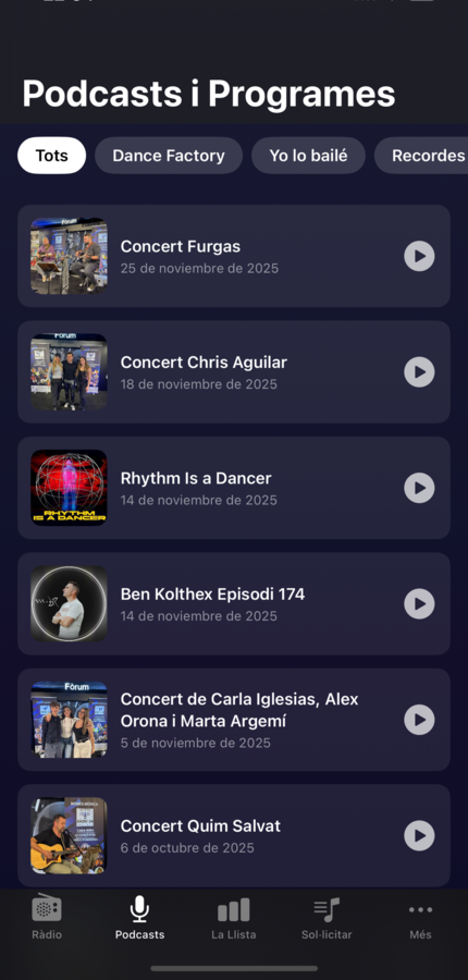 Programes de l'app Ràdio 24